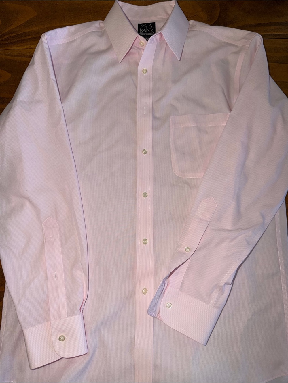 Jos. A. Bank Slim Fit 15-1/2-32 Light Pink Stripe Long-Sleeve Dress Shirt